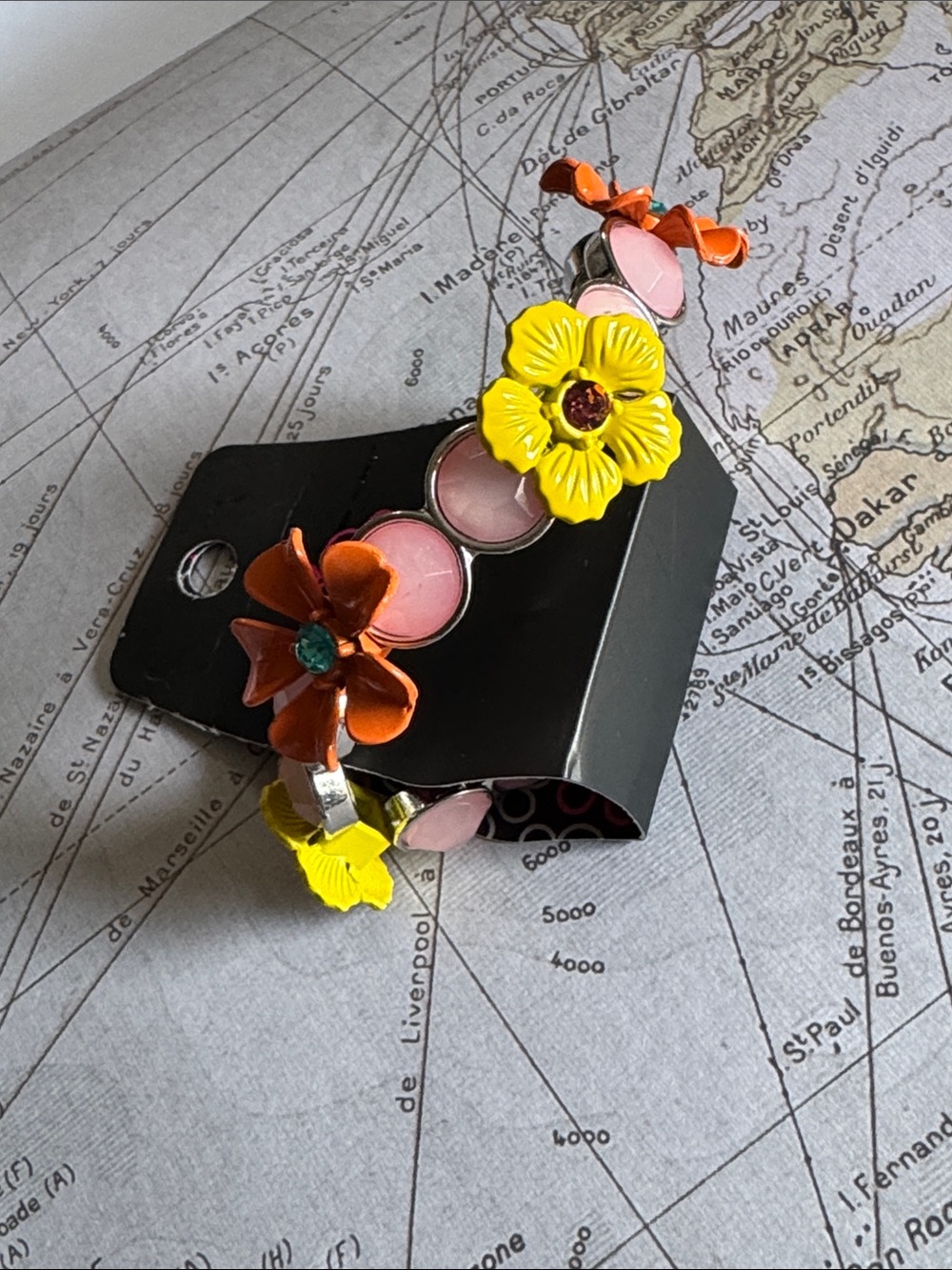 paparazzi Yellow, Orange & Pink Floral Hair Clip